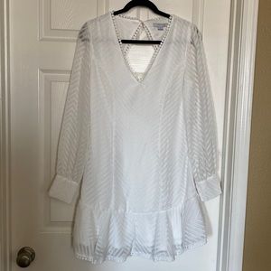 White sheer sleeve dress